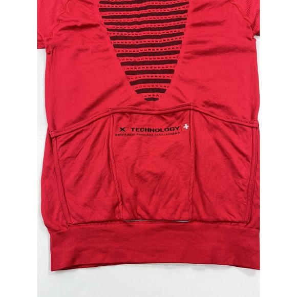 X-Bionic Cycling Jersey Mens Size XL 3/4 Zip Red Pockets Made In Italy - Picture 6 of 12